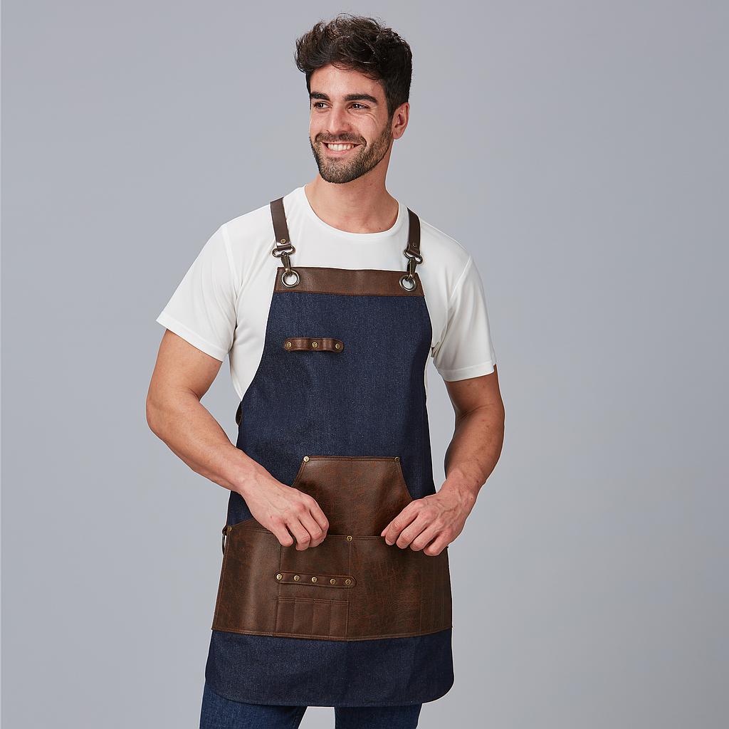 DELANTAL PETO VAQUERO Y PIEL 73X68 CM